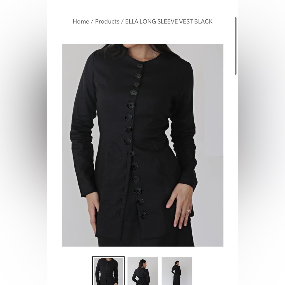 Mira The Label Ella long sleeve linen vest black